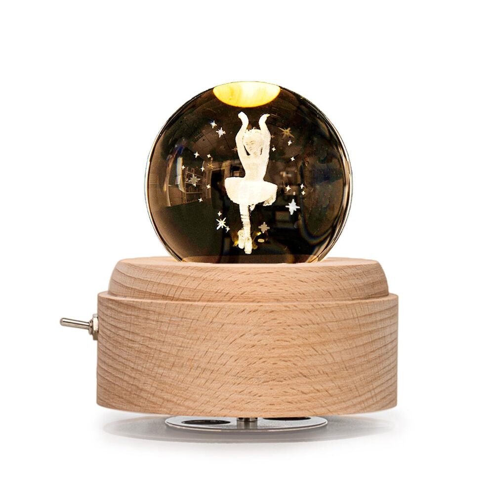 7307 3D Crystal Ball Music Box,Luminous Rotating Musical Box,with